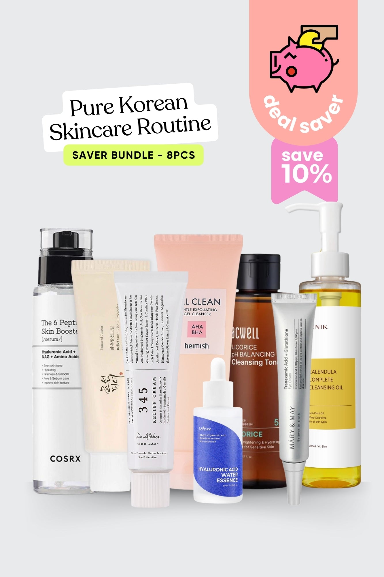 Pure Korean Skincare Routine - Saver Bundle - 8pcs